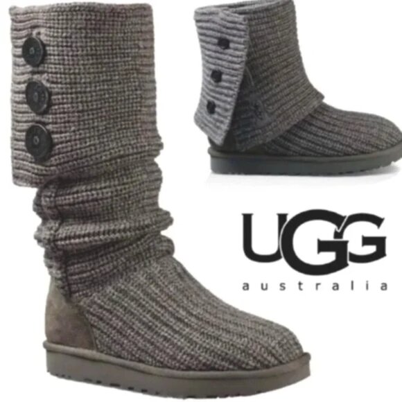 UGG Shoes - NWOT Sz 8 Ugg Women's Classic Cardy Knit Winter Boots Grey